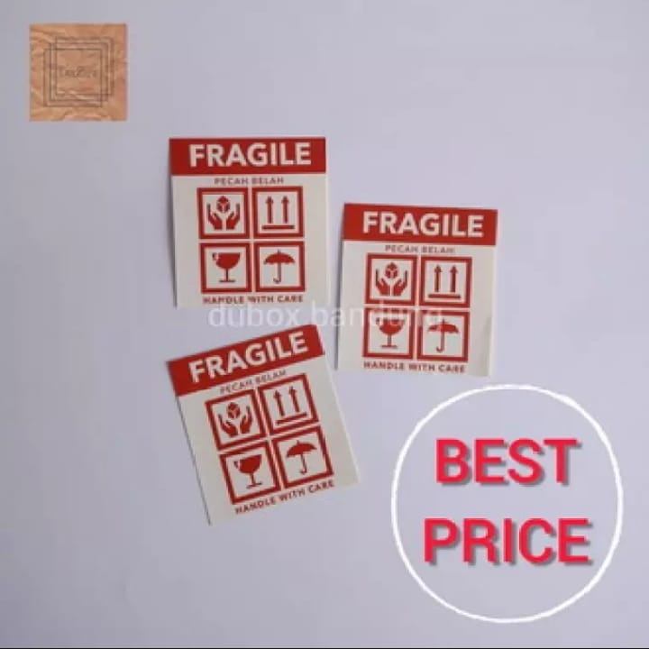 

1 pak = 10 pcs STIKER FRAGILE, Stiker tempel awas pecah STIKER TEMPEL FRAGILE