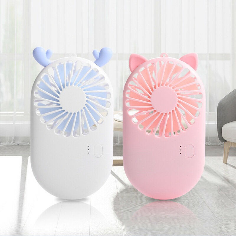 Trend-Kipas angin Cute Cooling Fan Desktop Hand Held Mini Portable Pocket Fans Kipas saku