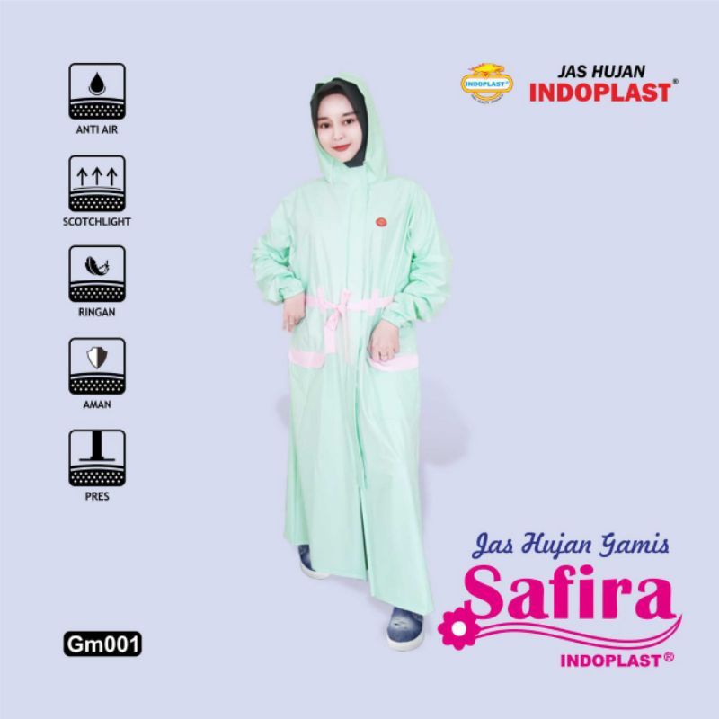 Jas Hujan Gamis Safira Indoplast - Mantel Mantel Hujan Gamis Wanita