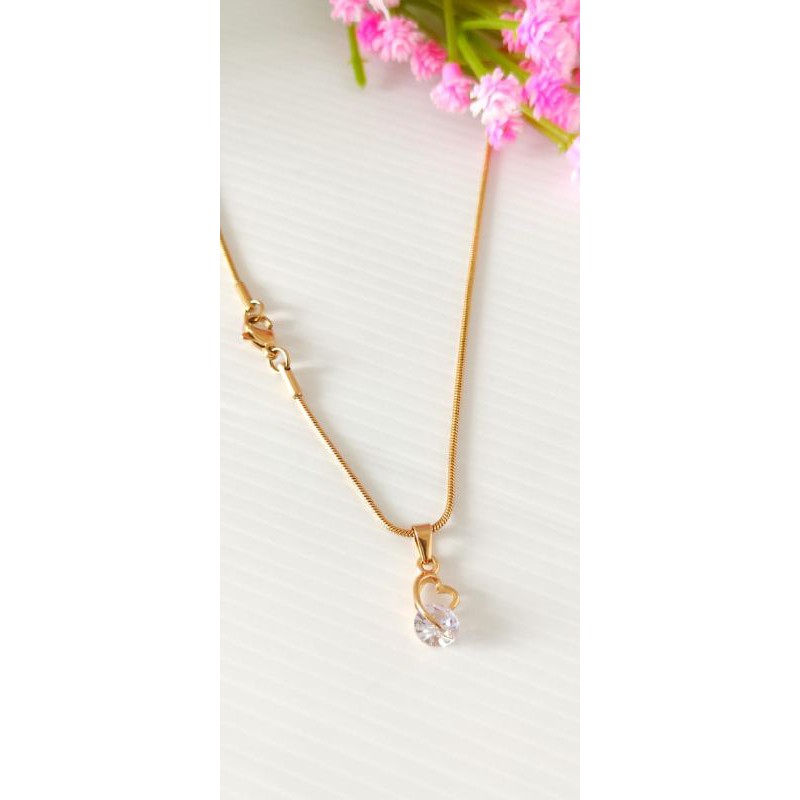 Kalung Set Liontin Permata Kalung Titanium Fashion12