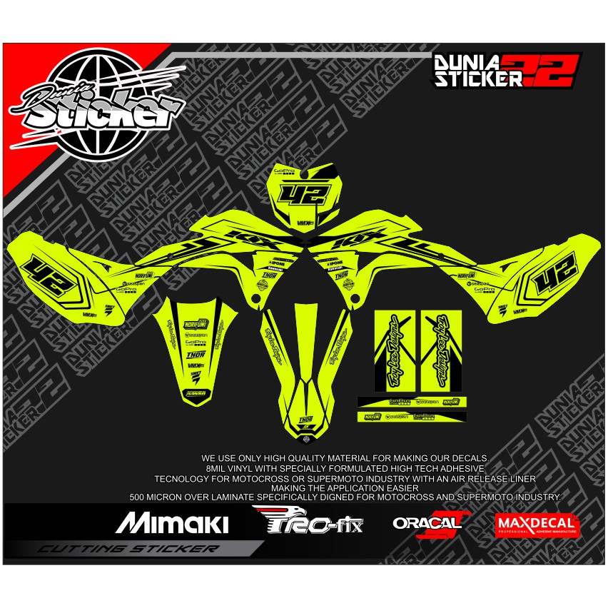 Decal Klx Gordon Warna Kuning Stabilo desain minimalis harga termurah - Duniasticker22