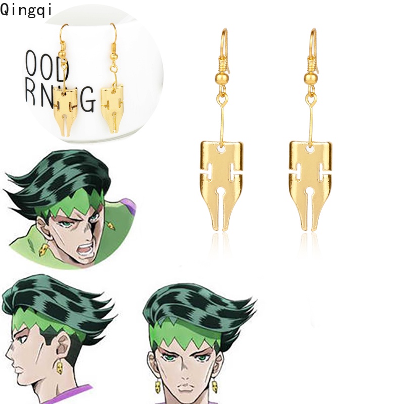 Anting Desain Anime Jojo Bizarre Adventure Rohan Kishibe Warna Emas Untuk Wanita