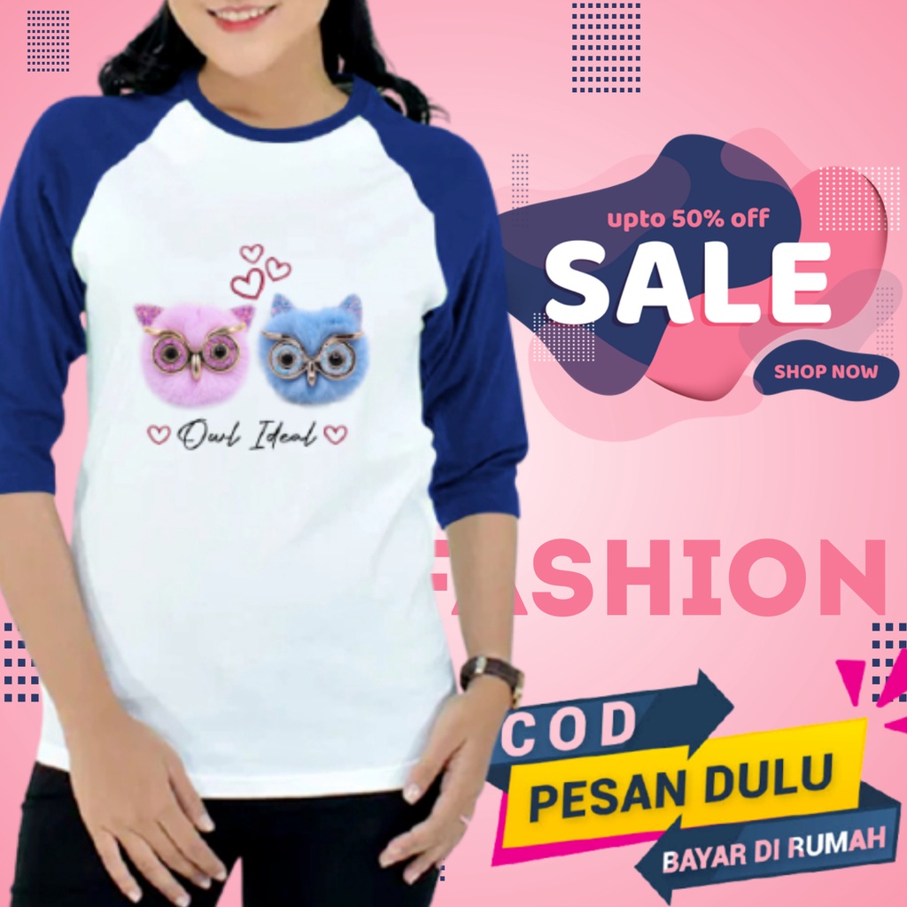 Baju Kaos Raglan Cewek Cowok 7/8 Baju Atasan Jangkis Raglan Distro Tshirt Pria Wanita Jangkis Jumbo