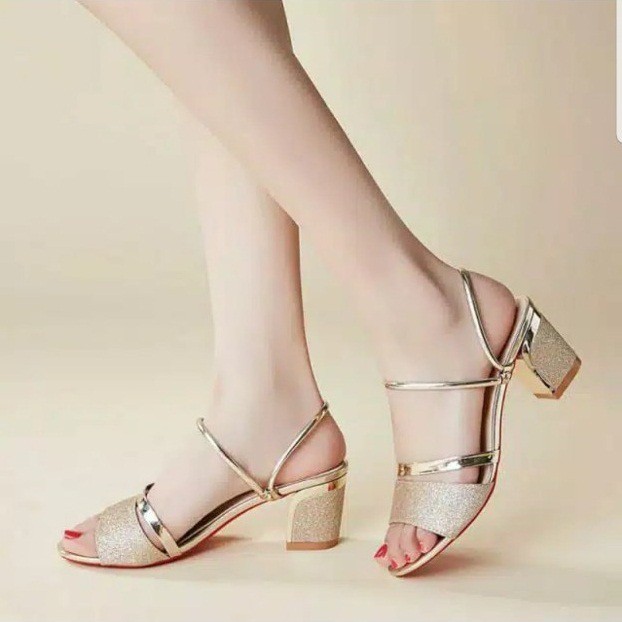 ZPT-sandal heels glitter wanita OF-11