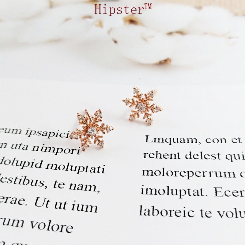 Hot Sale Simple Personalized All-Match Moissanite Snowflake Rose Gold Stud Earrings