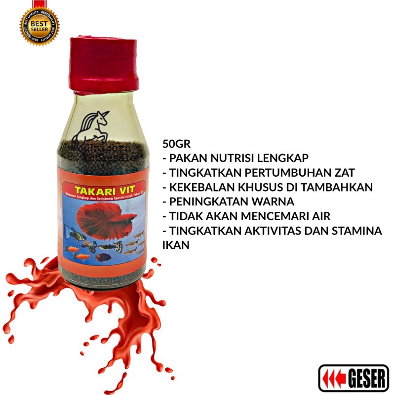 TAKARI VIT PELET IKAN HIAS CUPANG MOLLY GUPPY 50GR