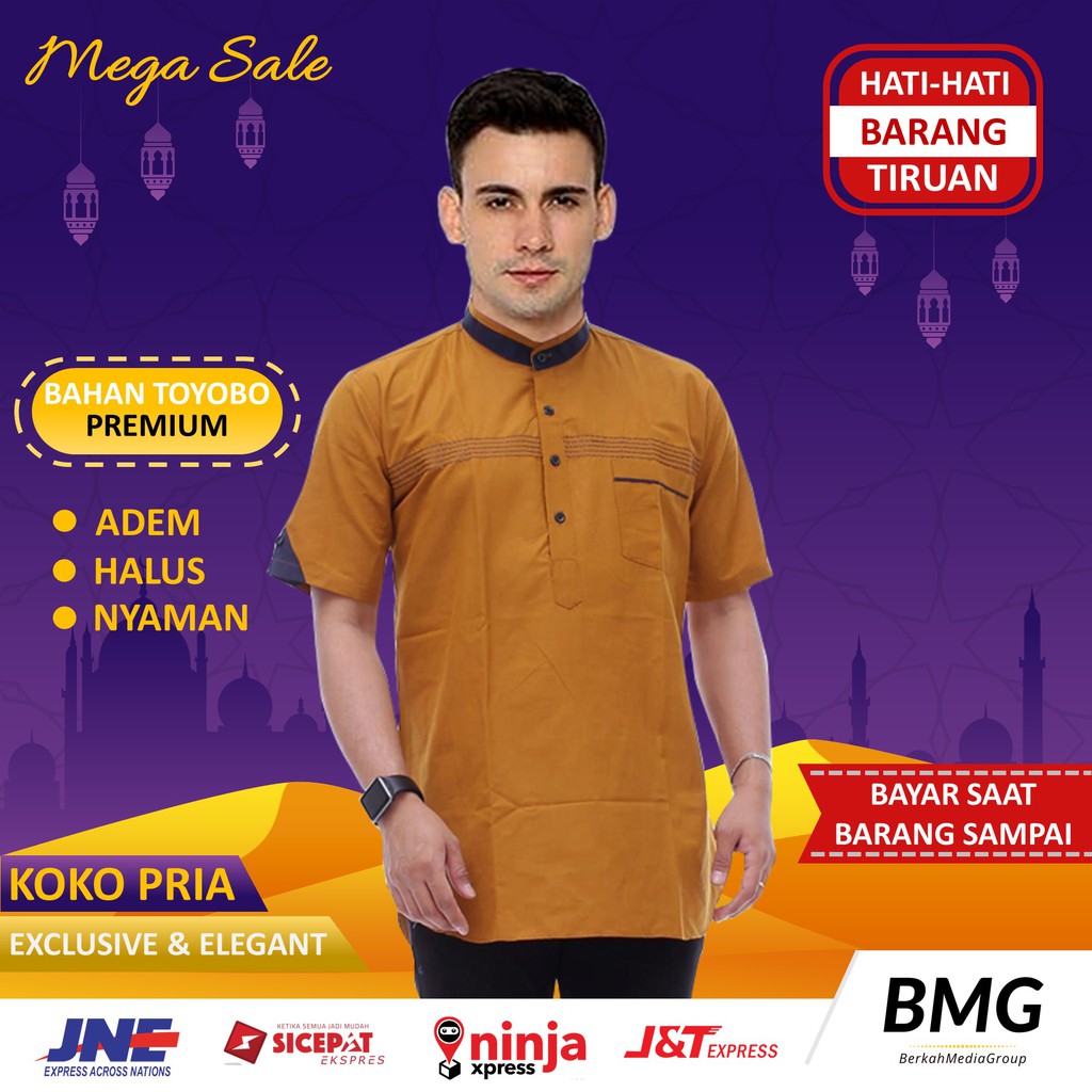 Baju Kokoh Pria Koko Kurta Dewasa Lengan Pendek Material Catton Adem Serap Keringat Kurta Pakistan