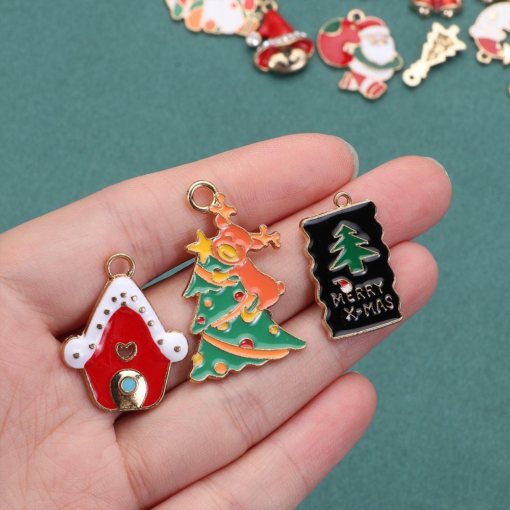 Nanas 10pcs Enamel Charms DIY Elk Kalung Gelang Santa Claus Liontin