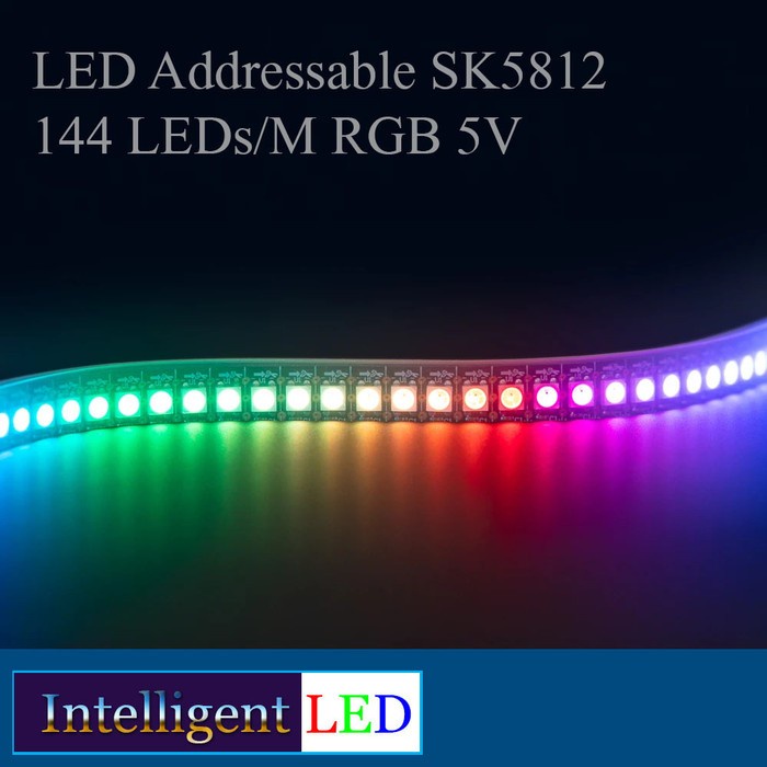 LED Addressable SK5812 / WS2812 RGB 144 LEDs/M 5V UK 1.5M