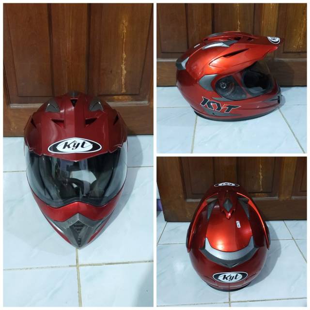 Helm Supermoto KYT Enduro Red Maroon Solid