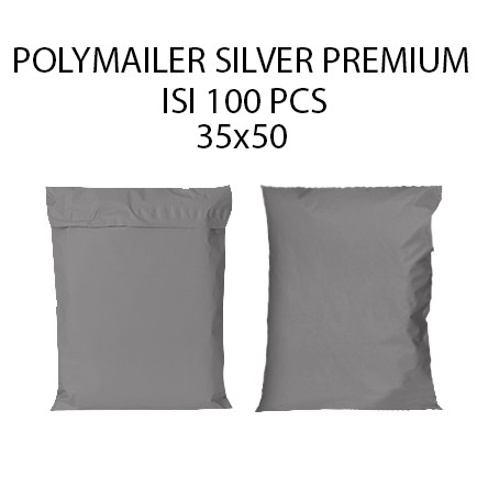 

PLASTIK PACKING KEMASAN AMPLOP POLYMAILER SILVER PREMIUM | KEMASAN OLSHOP | 35x50 isi 100pcs