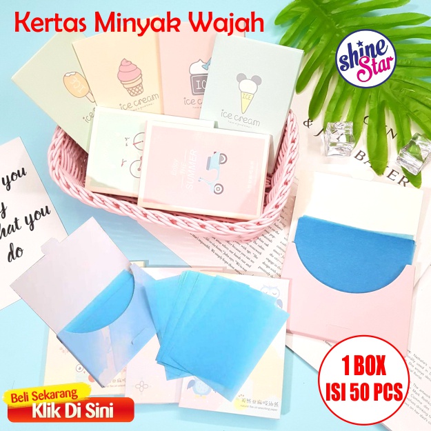 SHINE STAR - Pembersih Wajah Glowing Kertas Minyak Wajah - Kertas Minyak Linen Alami Menyerap Minyak pada Wajah