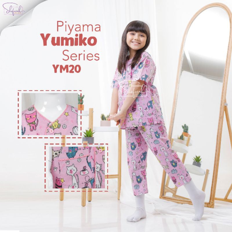 Piyama Baju tidur anak perempuan katun cantik adem Yumiko series by Shofwah