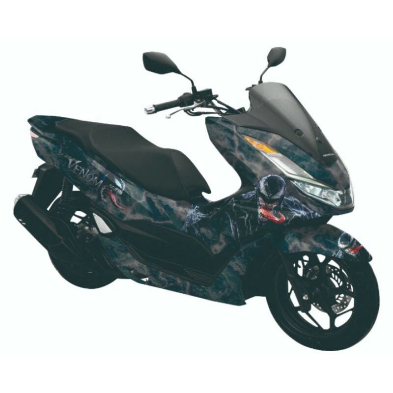 Sticker Decal PCX 160 Full Body Variasi Venom Hitam