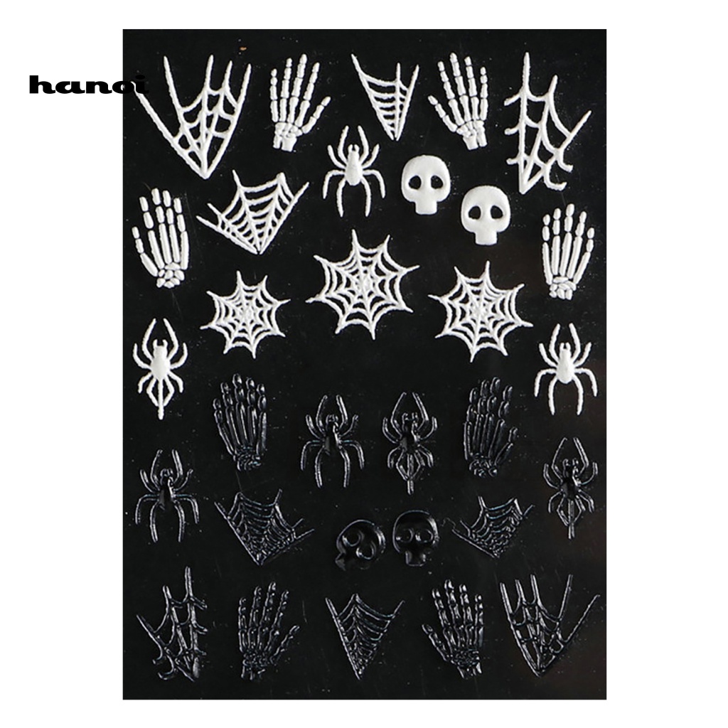 Han_stiker Kuku Motif Halloween Untuk Nail Art DIY