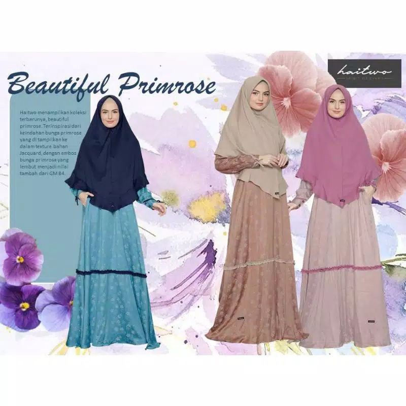 GAMIS SET HIJAB HAIHAI/HAITWO GM 84 (COPPER BROWN, SOFT PINK, BLUE STONE)
