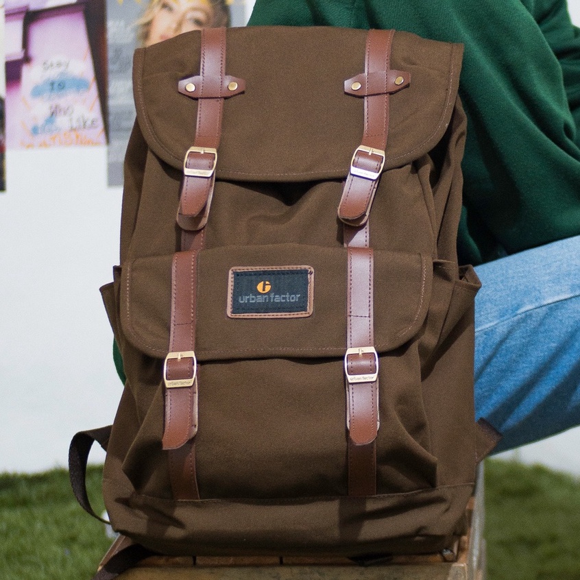 MIX UP BROWN |ManNeedMe x URBAN| Tas Ransel Pria Wanita Tas Backpack ORIGINAL