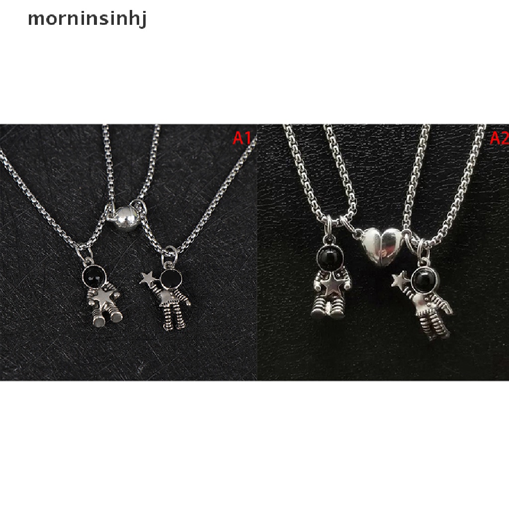 Mornin 2Pcs / Set Kalung Rantai Liontin Astronot Forever Magnet Untuk Pasangan / Pria / Wanita