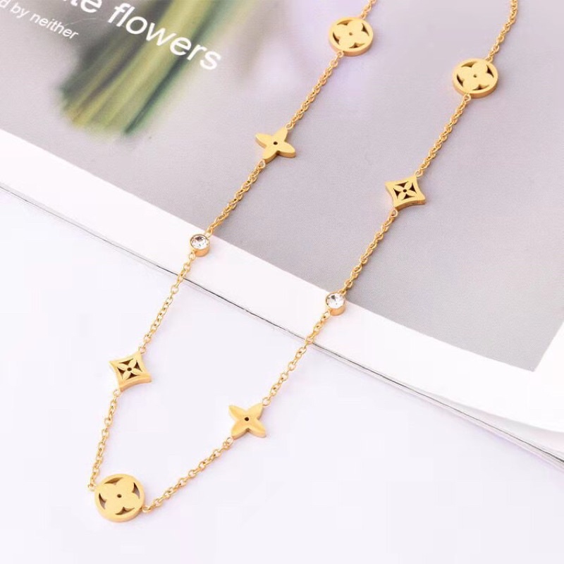 Kalung Titanium Lv Premium Trending Vintage Fashion Style