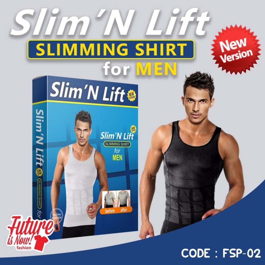 Slim n Lift Baju Pelangsing pria kaos dalam pria kaos pelangsing perut sixpack anti gemuk kaos stretch korset pria badan ramping badan ideal badan sehat