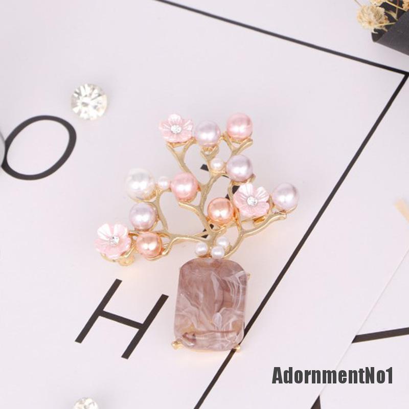 (Adornmentno1) 1pc Bros / Pin Bentuk Bunga Plum Aksen Mutiara Imitasi Untuk Aksesoris Wanita / Pernikahan