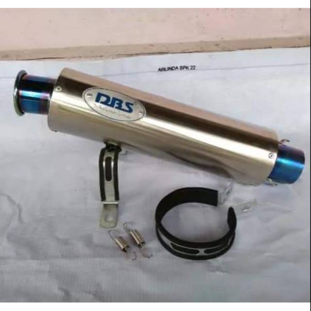 Knalpot DBS bulat stenlis  corong  blue. Panjang  30cm