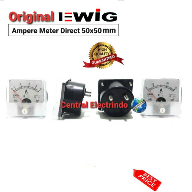 Ampere Meter Analog Direct EWIG 50x50mm AC 220V.