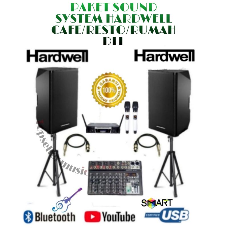 PAKET SOUND SYSTEM KARAOKE HARDWELL TH 15A MIXER 6CHANNEL PLUS MIC WIRELESS GARANSI