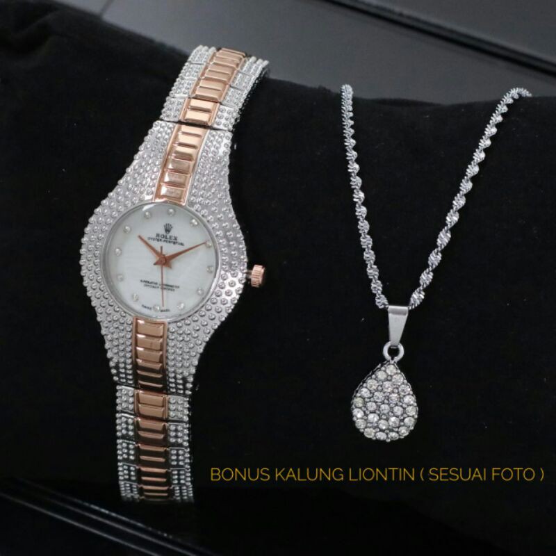 jam tangan paket set kalung jam tangan wanita