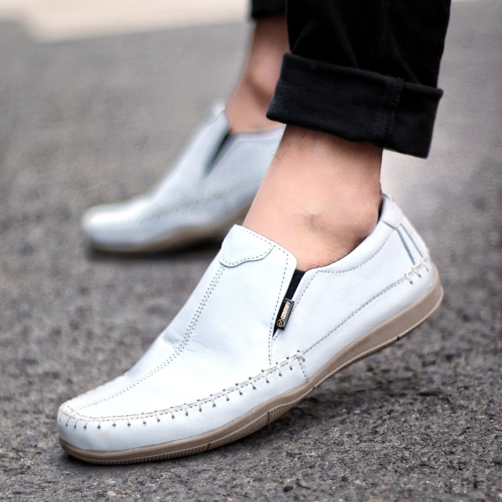 Sepatu Casual Slip On Pria Kulit Asl Model Slop Kuliah Santai Cowok Original Shoes