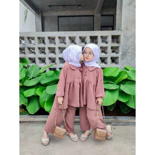 1-5 Tahun One Set MALIKA Crinckle PREMIUM Setelan Anak Perempuan