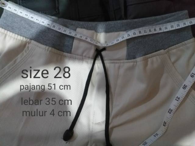 [BIG SIZE] Celana Chino Pendek Pria mick pinggang karet rip katun twill krem