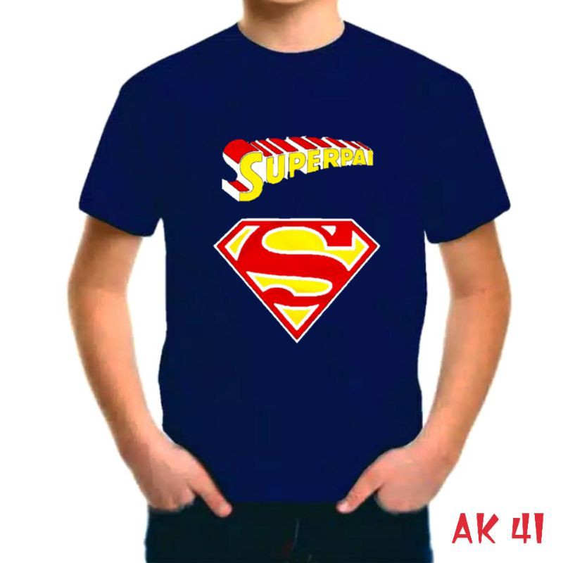 Koas anak superman logo simple cotton combed 30s, baju anak ibu dan ayah