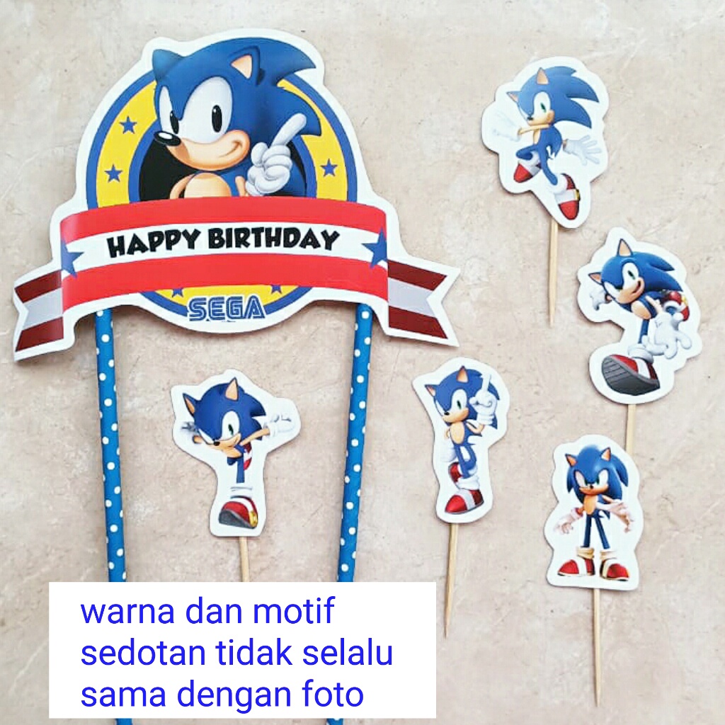 satu set cake topper hiasan kue ulang tahun karakter super sonic SUPER SONIC