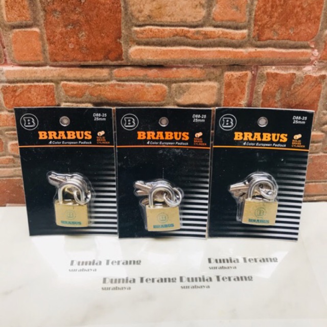 Gembok Besi Kuning BRABUS 25mm Blister - Kunci Gantung Kecil 25 mm - Lugage Padlock