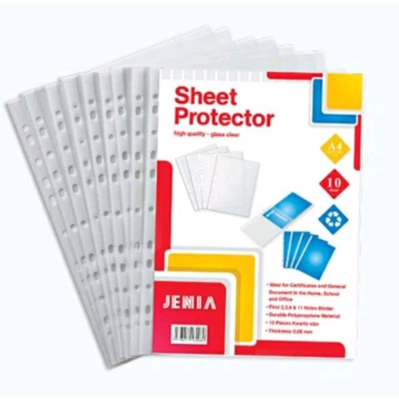 

1 pack Pelindung Ijazah Sheet Protector size A4 merk Jenia isi 10pce