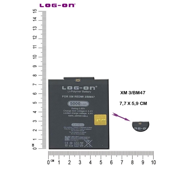 BATERAI - BATRE LOG ON XIAOMI REDMI 3 - REDMI 3 PRO - REDMI 4X BM-47 DOUBLE POWER DOUBLE IC