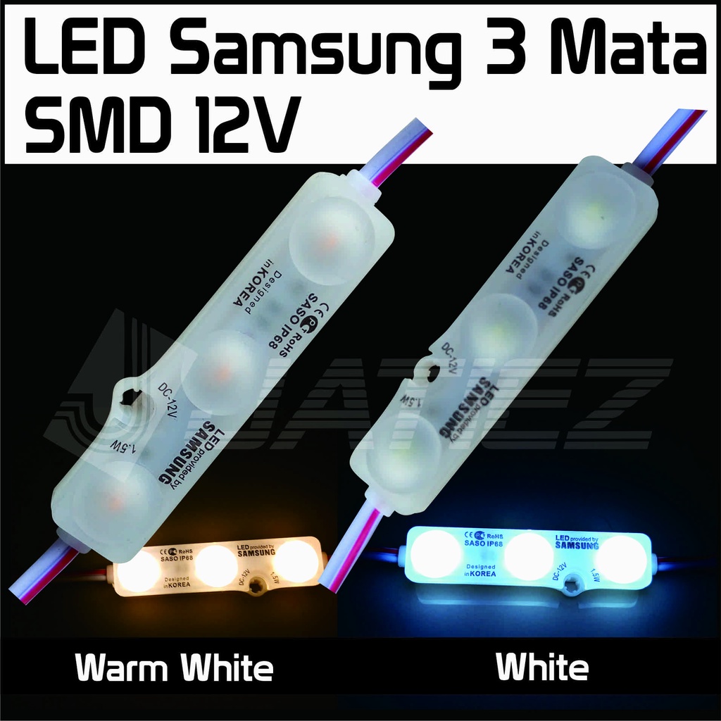 Lampu LED Samsung Modul 3 SMD 12v DC 3 Mata 12 Volt Module