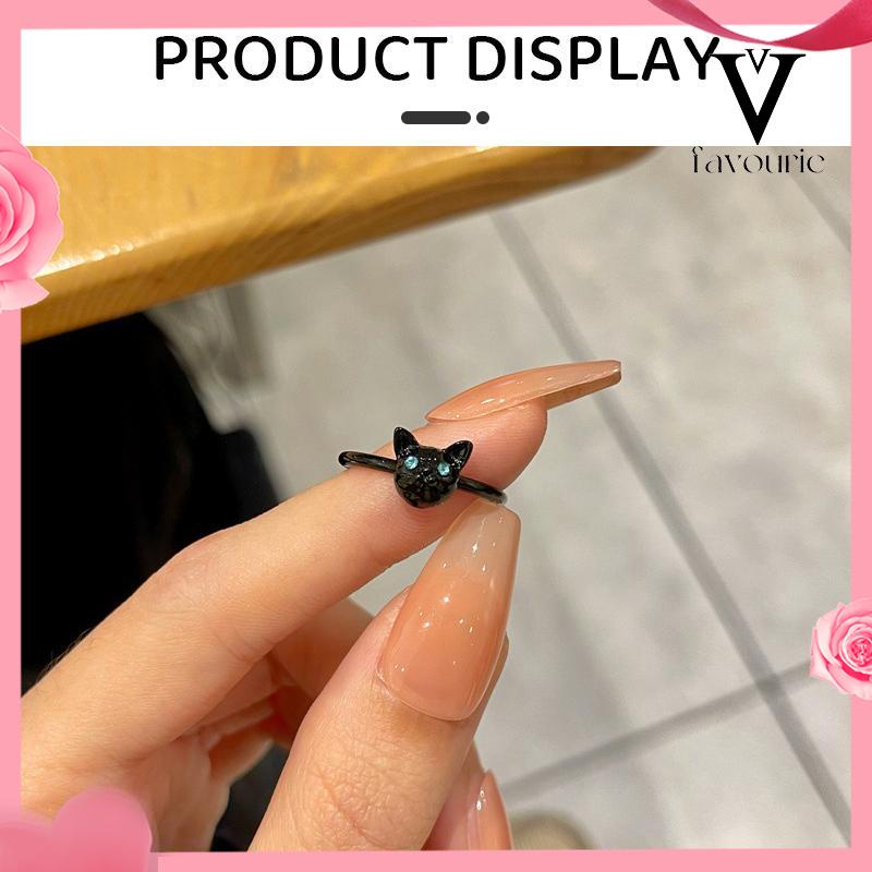 [COD]Cincin Kucing Hitam Wanita Trendi Desain Niche Cincin Jari Telunjuk Fashion Kepribadian Cincin-FA