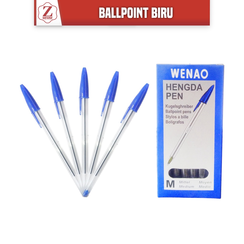 PULPEN WENAO 0.55MM PENA MURAH PENA PULPEN IMPORT HITAM /BIRU BALL PEN