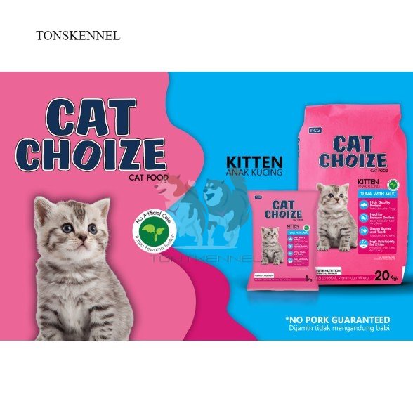 CAT CHOIZE KITTEN 1KG CATCHOIZE TUNA SALMON Makanan Anak Kucing Murah Pakan Food Kering Dry Catfood Choice 1 KG PINK KUNING HIJAU ORANGE