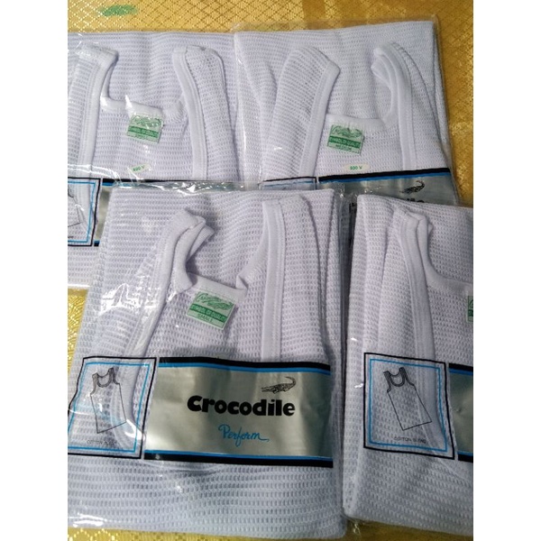 Singlet pria putih bahan jala merek crocodile size S