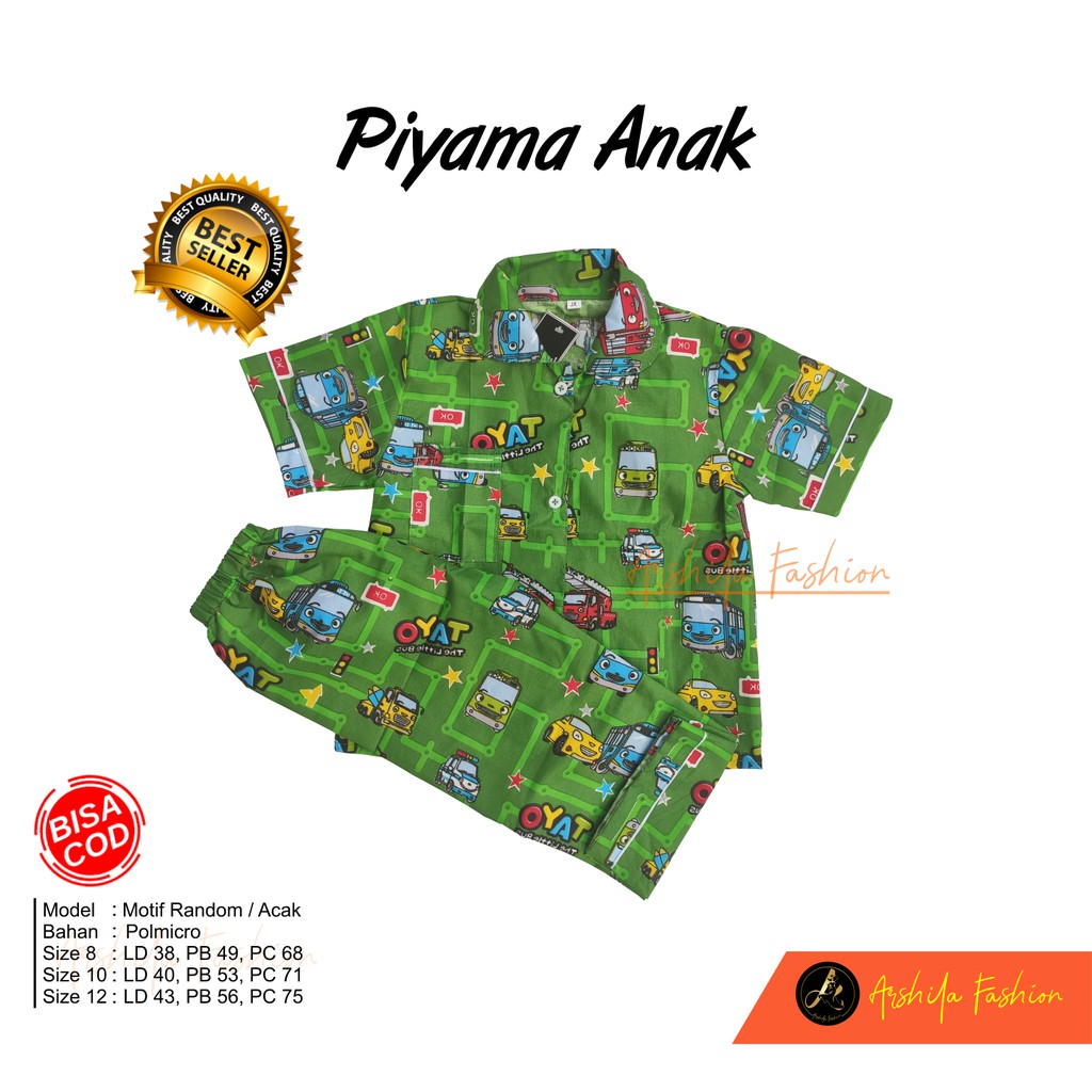 Piyama anak usia 6-12 th Bahan Poly Micro (Arshila_fashion)