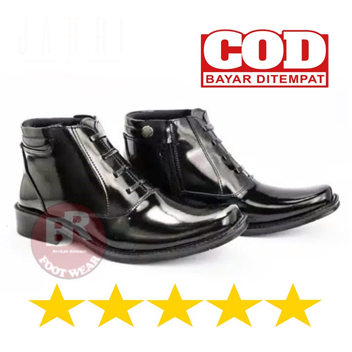 Sepatu Pdh Pria Sepatu Pdh Dinas TNI POLRI Satpam Security Mengkilap Mengkilat Resleting Tanpa Tali