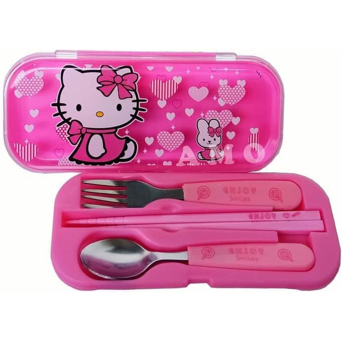 Set Sendok Garpu Sumpit Hello Kitty - Sendok Makan Anak Hello Kitty