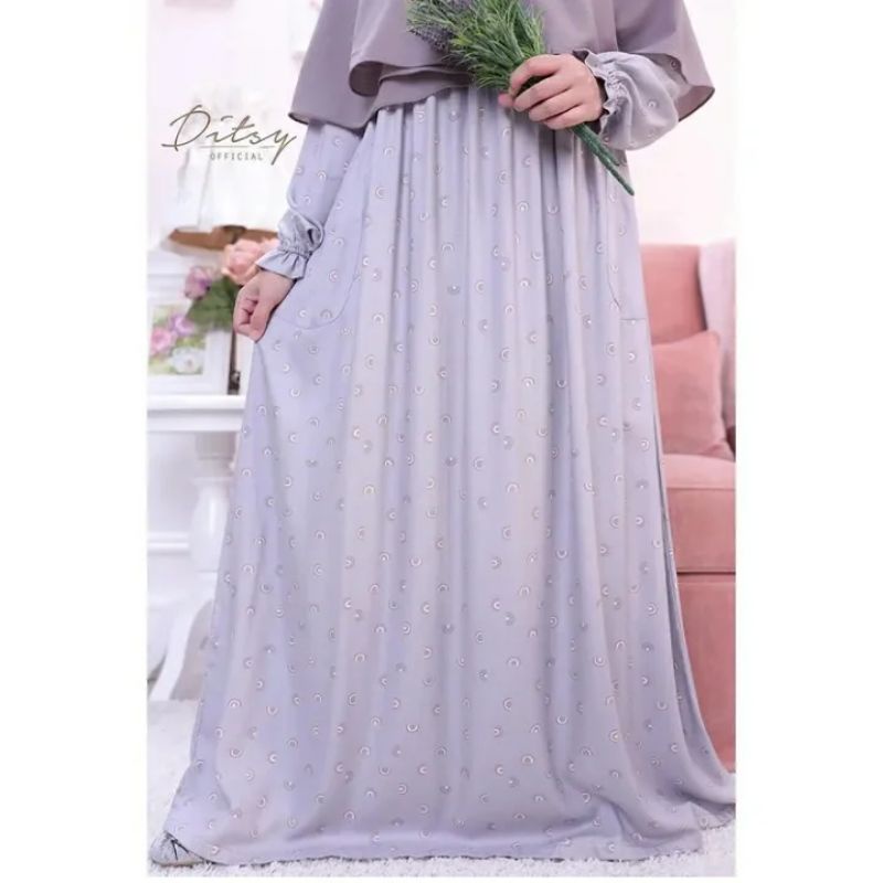 [Preloved] Ditsy Nightgown Rainbow Grey L