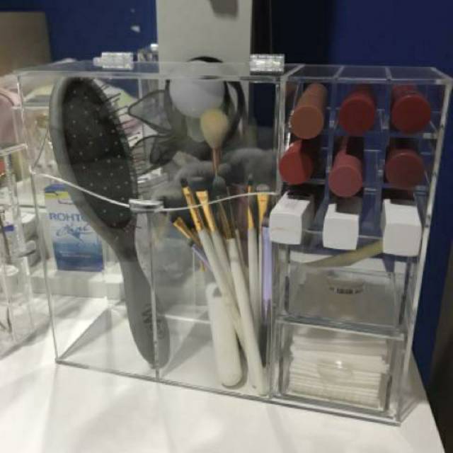 acrylic brush holder x2,tempat kuas makeup n blended beauty