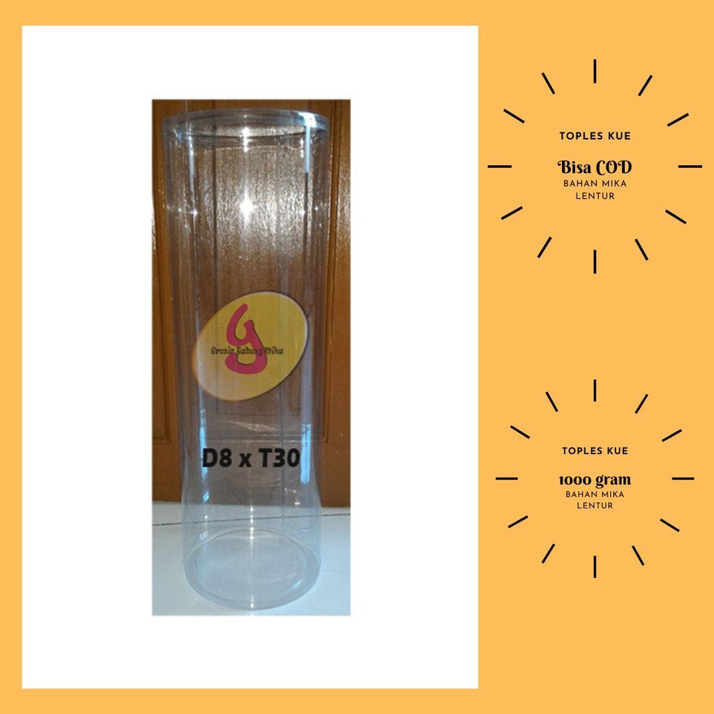 Toples Mika Kue Kering ukuran D8xT30 isi 12 pcs Mika tabung lentur elegan untuk produk anda