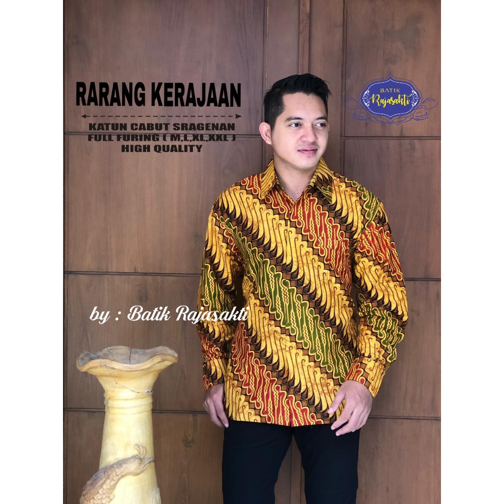 RARANG KERAJAAN Kemeja Batik Pria Lengan Panjang Katun Halus FULL FURING Rajasakti