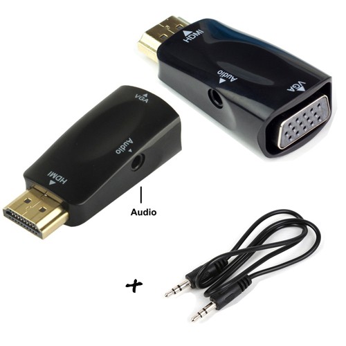 Universal Dongle Converter HDMI Male to VGA Adaptor Female Plus Audio 3,5mm